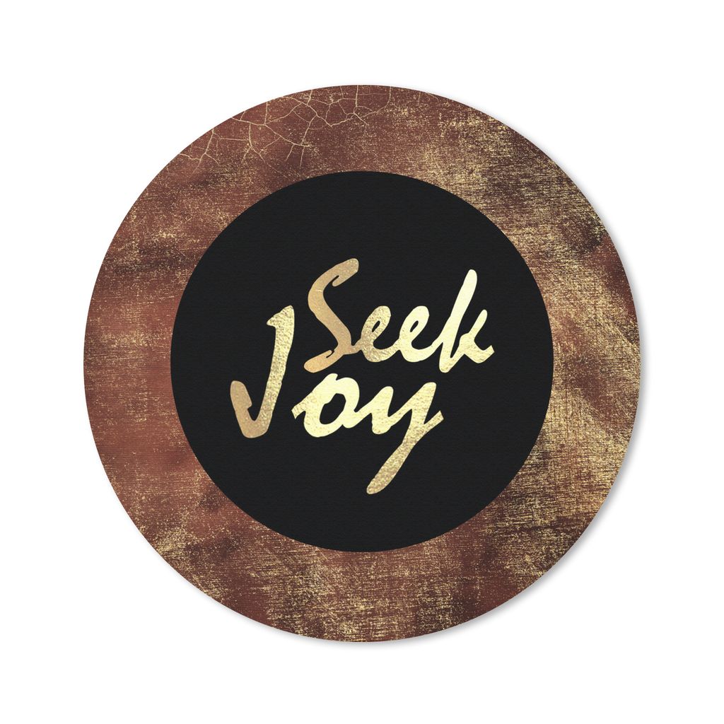 MuchoWow Mauspad Mousepad Zitate - Glück - Gold - Braun 50x50 cm - Mousepads - Maus Mat - Pad - Mausunterlage - Vinyl