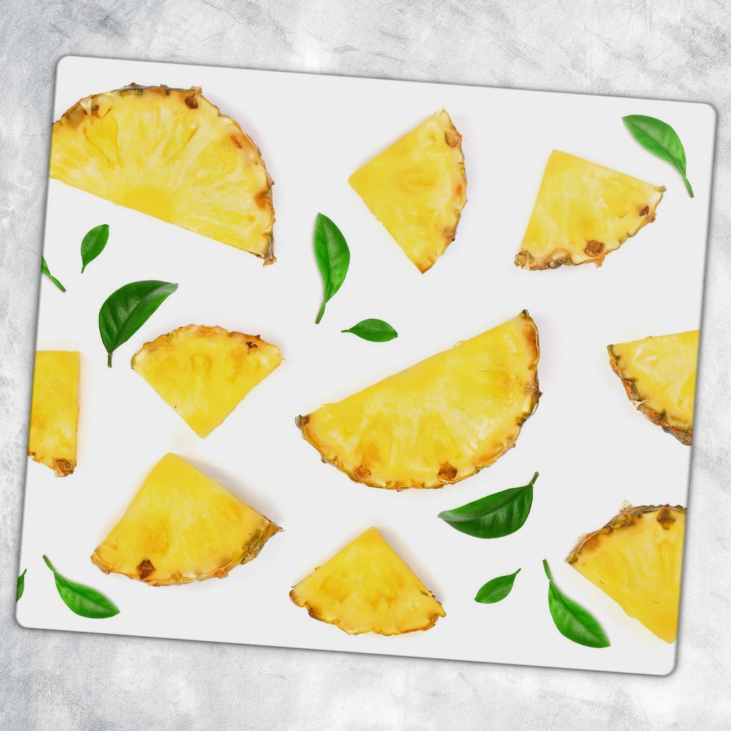 Glas-Herdabdeckplatten Glaskeramikkochfeld-Abdeckung Spritzschutz Glas 60 cm x 52 cm - Obst Ananas