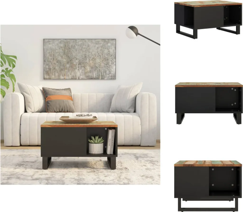 vidaXL Tavolino Basso 60x50x35 cm Legno Massiccio Rigenerato