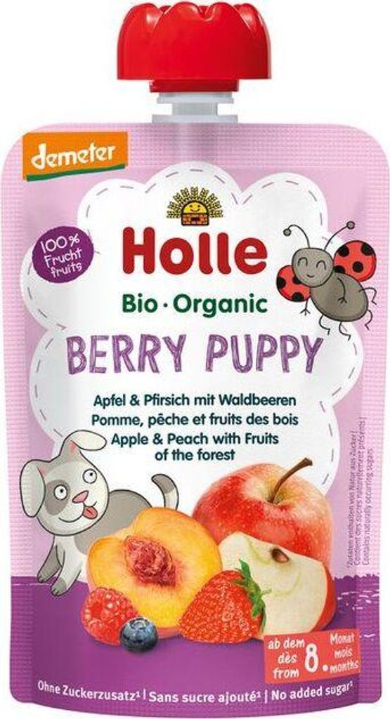 Holle Berry Puppy Pomme & Pêche avec baies des bois 100 g Image du produit 