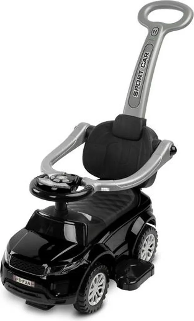 Toboggan poussette scooter Sport Car noir - Porteur évolutif 3-en-1 enfant