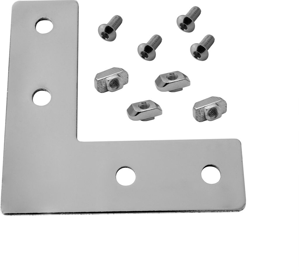 KLAK 40 - Verbinderplatte - L - 110x110mm Aussen L-Schnekel Flachverbinder 40x40 Aluprofil - 4 Stück inkl. Verschraubung