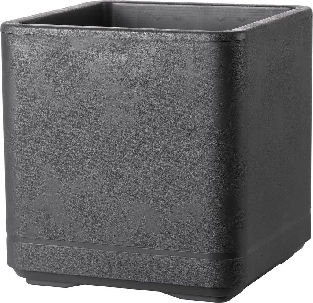 Bac à fleurs carré 38cm anthracite Deroma Cosmo mobile sur roulettes