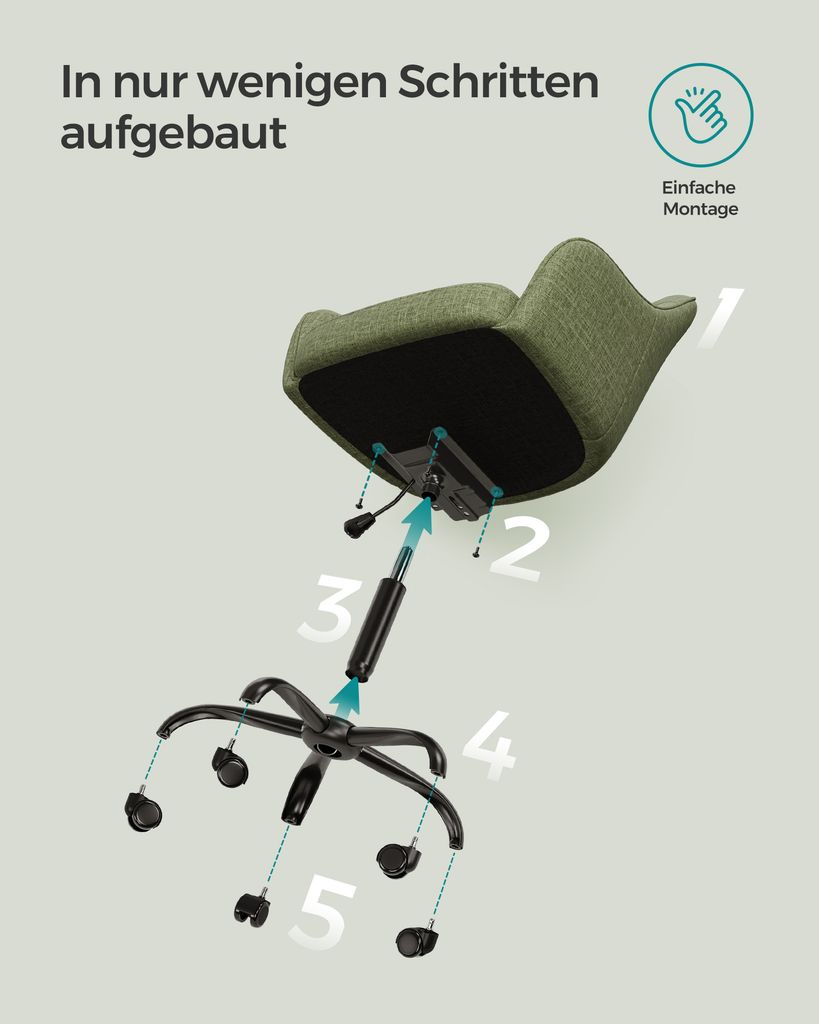 SONGMICS Schreibtischstuhl, höhenverstellbar, grün Produktbild 7