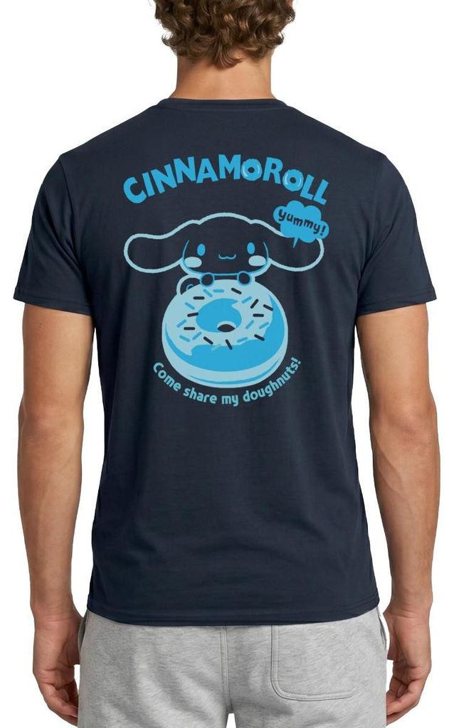 Spreadshirt Cinnamoroll Mit Donut Yummy Doughnuts Männer T-Shirt, L, Navy