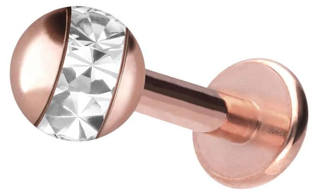 Ohrpiercing, Nasenpiercing Chirurgenstahl Labret EPOXY-RING-KUGEL RoséGold Stablänge: 7mm + Stabstärke: 1,6mm + Kugelgröße: 4mm