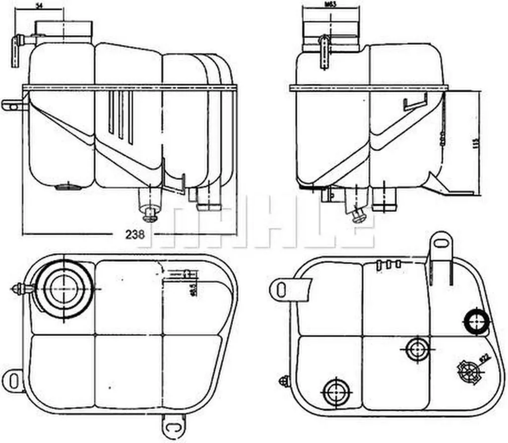 Vase d'expansion de liquide de refroidissement pour moteur CRT 120 000S