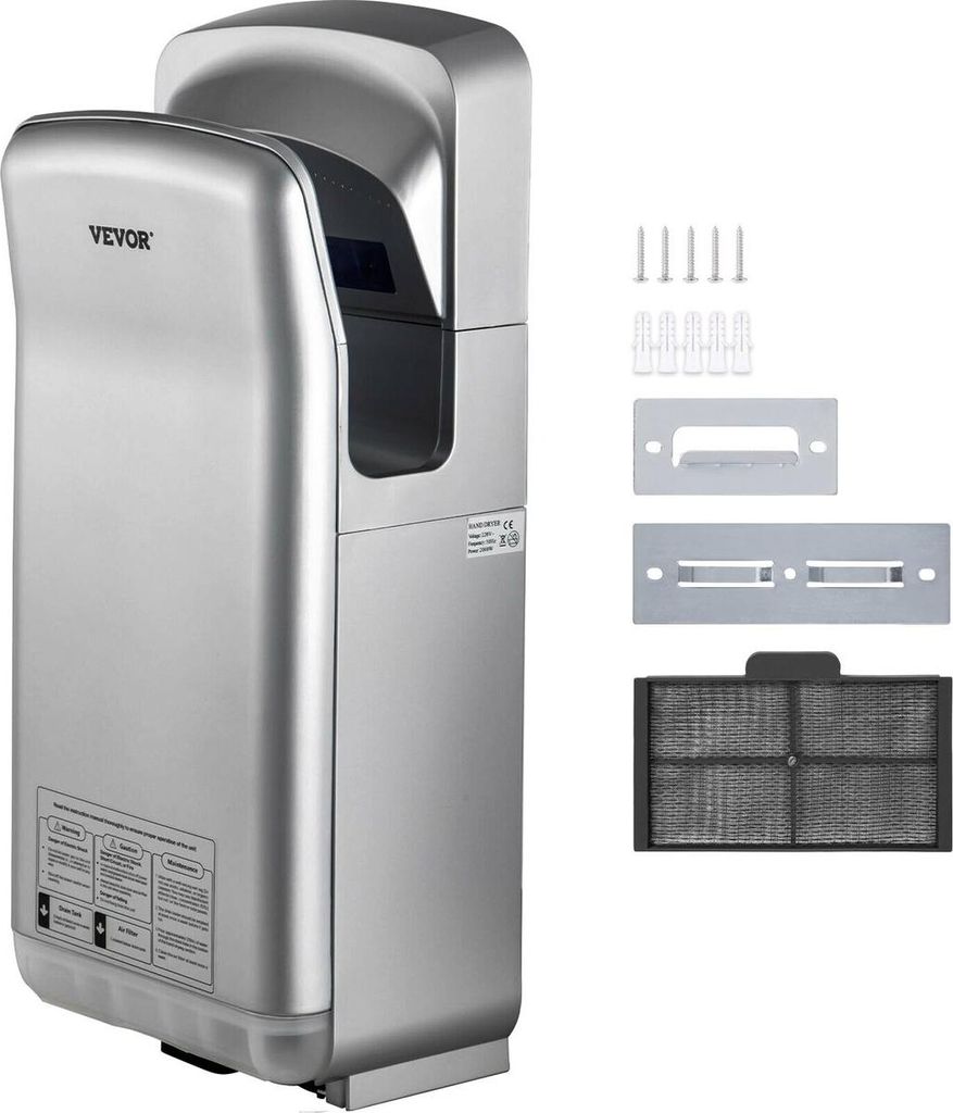 Jet-Händetrockner, hochwertiger elektrischer gewerblicher Blatthändetrockner, ABS-Lufttrockner mit HEPA-Filter, wandmontierter Händetrockner, 20...