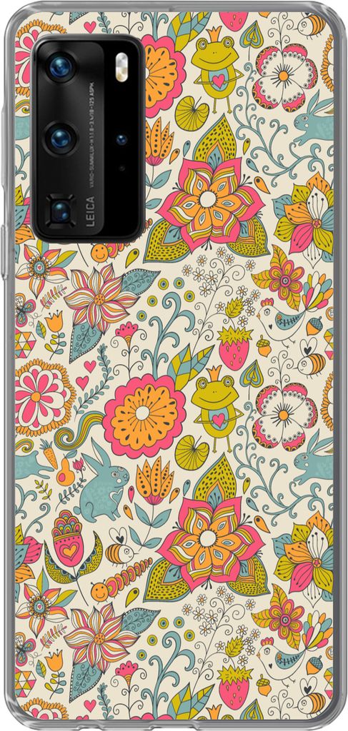 MuchoWow Handyhülle Schutzhülle Hülle für Telefoonhoesje Huawei P40 Pro Mädchen - Kaninchen - Frosch - Muster - Mädchen - Kinder - Kinder -...