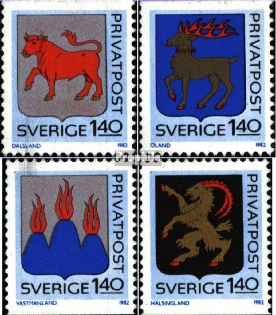 Briefmarken Schweden 1982 Mi 1189-1192 (kompl.Ausg.) postfrisch Provinzwappen (II)