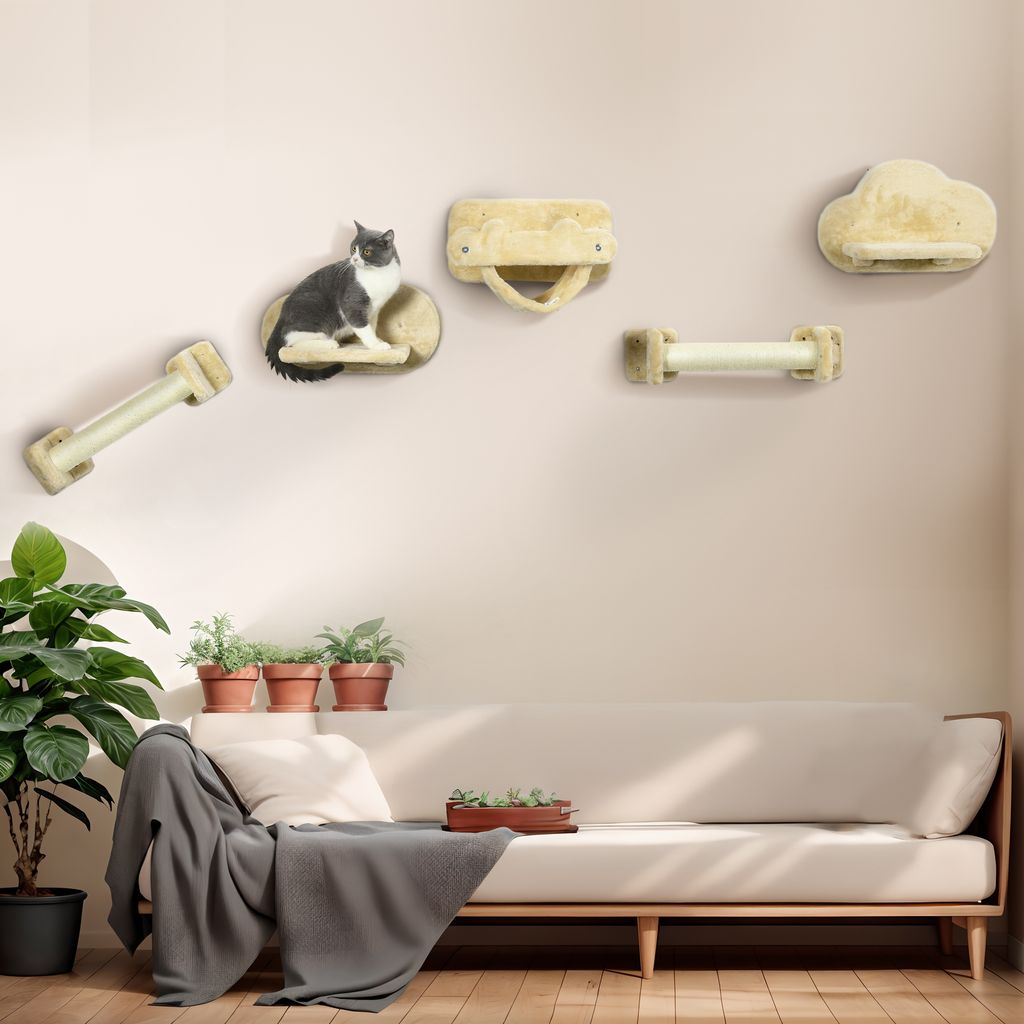 PawHut Katzen Kletterwand, 5-teiliges Katzentreppe mit 2 Produktbild 2