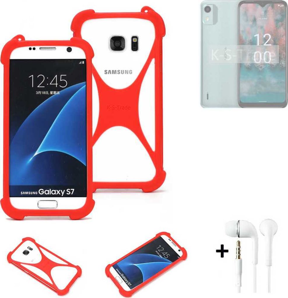 Handy-hülle + Kopfhörer kompatibel mit Nokia C12 Pro Schutz-hülle Bumper Silikon Schutz Hülle Cover Case Silikoncase Silikonbumper TPU Softcase
