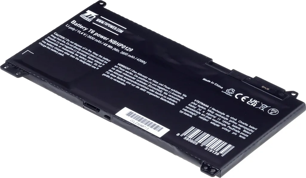 Batteria T6 Power per Hewlett Packard ProBook 440 G4, Li-Poly, 11,4 V, 3930 mAh (45 Wh), nero