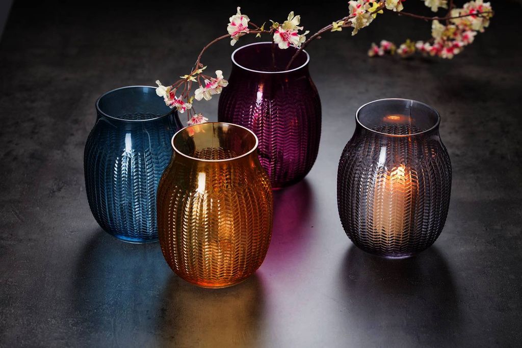 Windlicht / Vase bauchig 20,5cm bernstein Boa