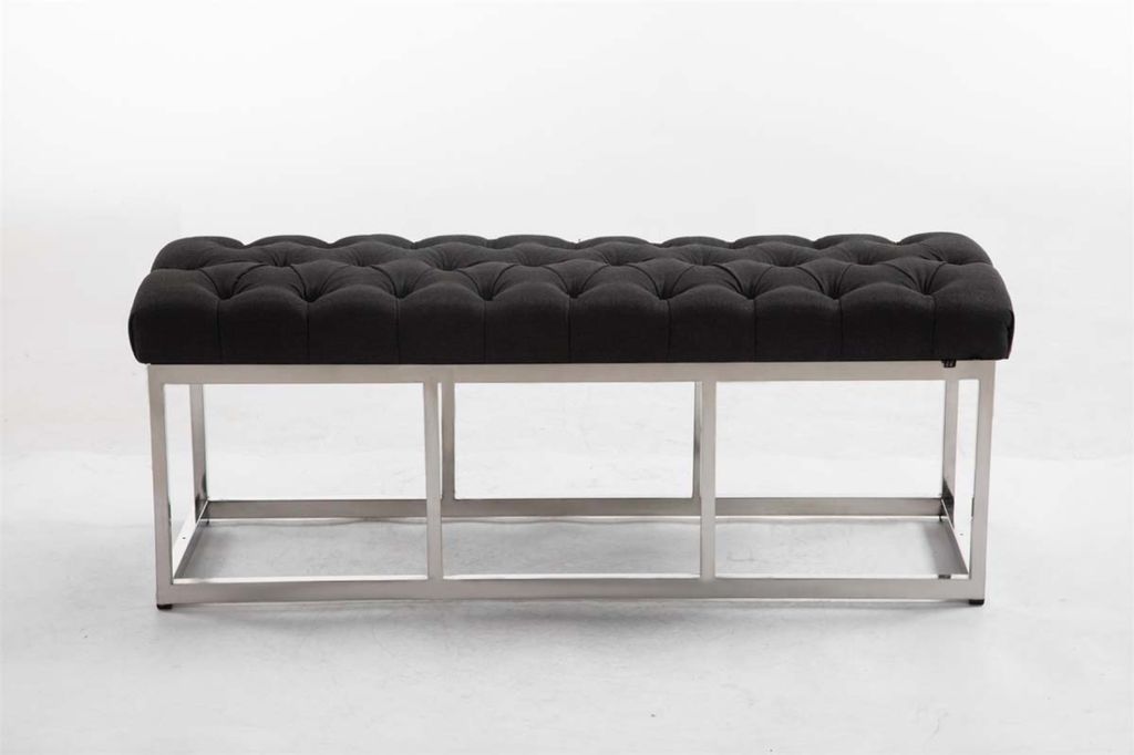 TPFLiving Sitzbank Amor Stoff - Gestell Edelstahl matt gebürstet - 120 dunkelgrau