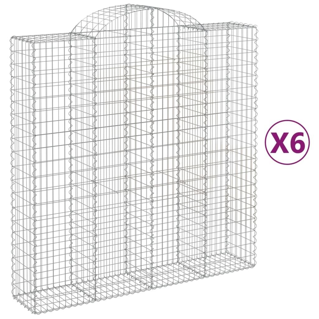 Gabionen mit Hochbogen 6 Stk. 200x50x200/220cm Verzinktes Eisen