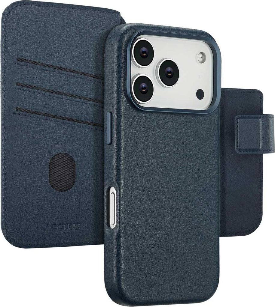 Accezz 2-in-1 Klapphülle aus Leder mit MagSafe iPhone 17 Pro - Nightfall Blue