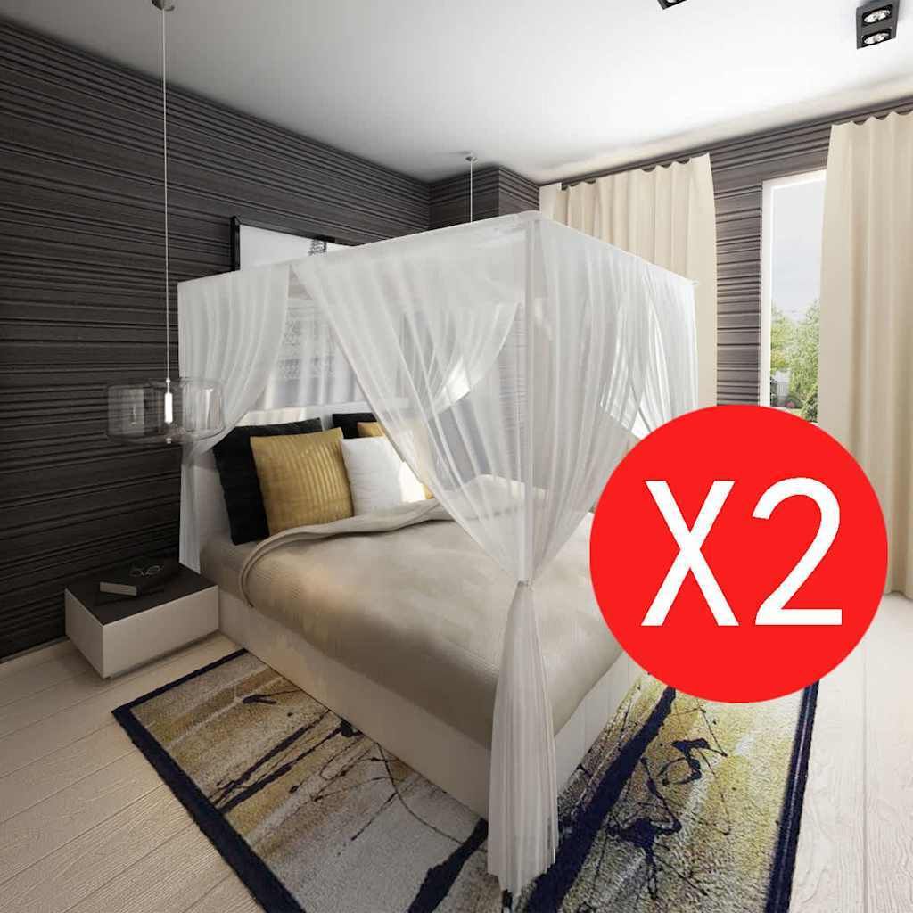 vidaXL moskytiéra na posteľ dva kusy štvorcová sada 3 Obrázok produktu
