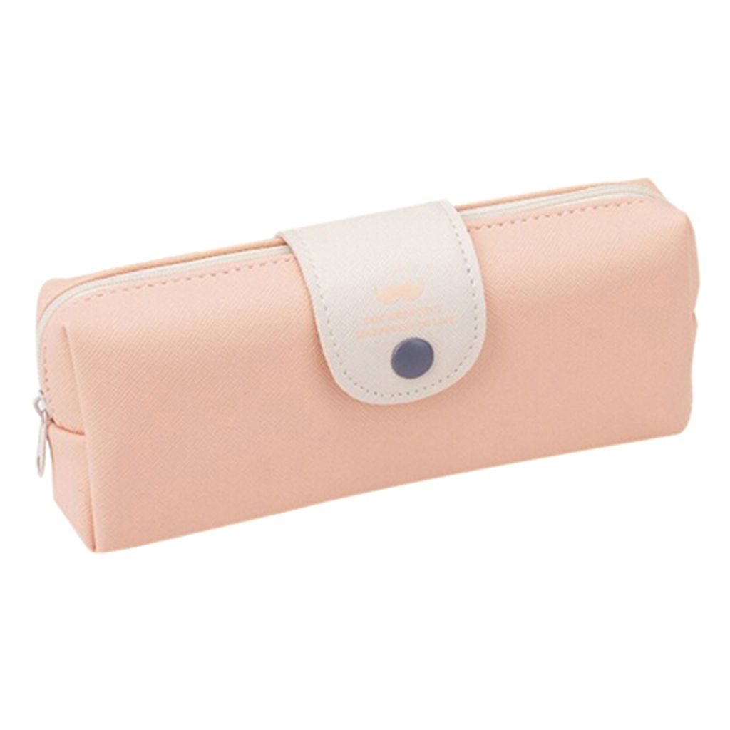 Schüler Bleistiftpenstasche Münze Geldbeutel Schönheit Make -up -Beutel Handtasche Zip Hasp -Schnurrbart-Hell-Pink