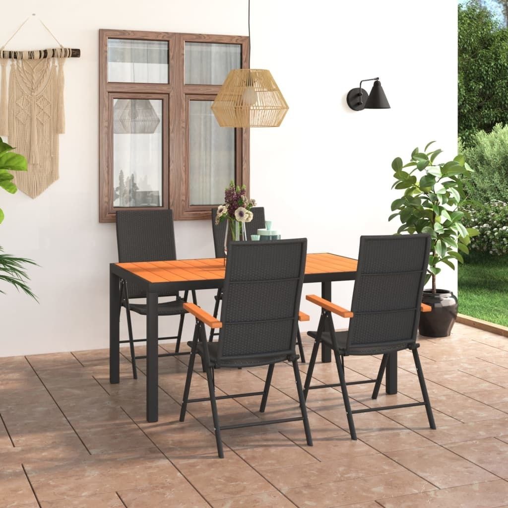 5-tlg. Garten-Essgruppe Schwarz und Braun , Gartenmöbel-Sets Design 2024