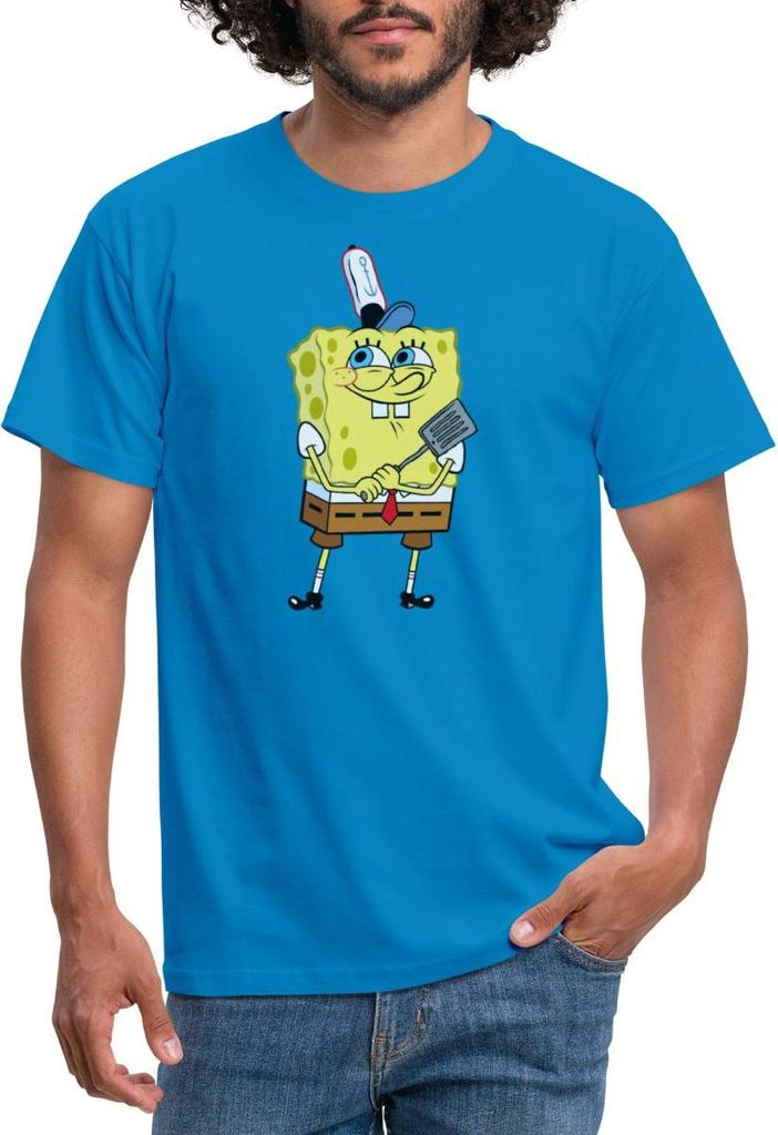 Spreadshirt SpongeBob Schwammkopf Burger Braten Männer T-Shirt, XXL, Royalblau