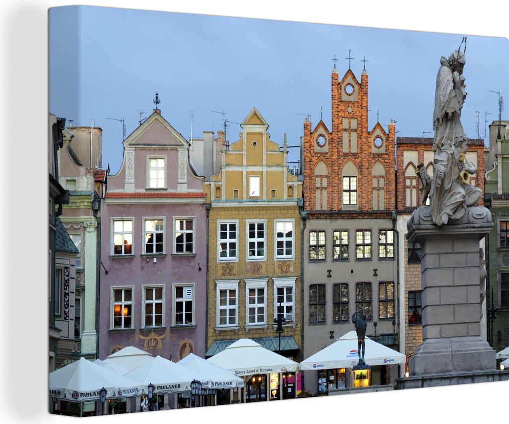 OneMillionCanvasses - Leinwandbilder - 140x90 cm, Der Alte Markt von Poznan in Polen, Wandbilder Kunstdruck Wanddekoration - Foto auf Leinwand - ...