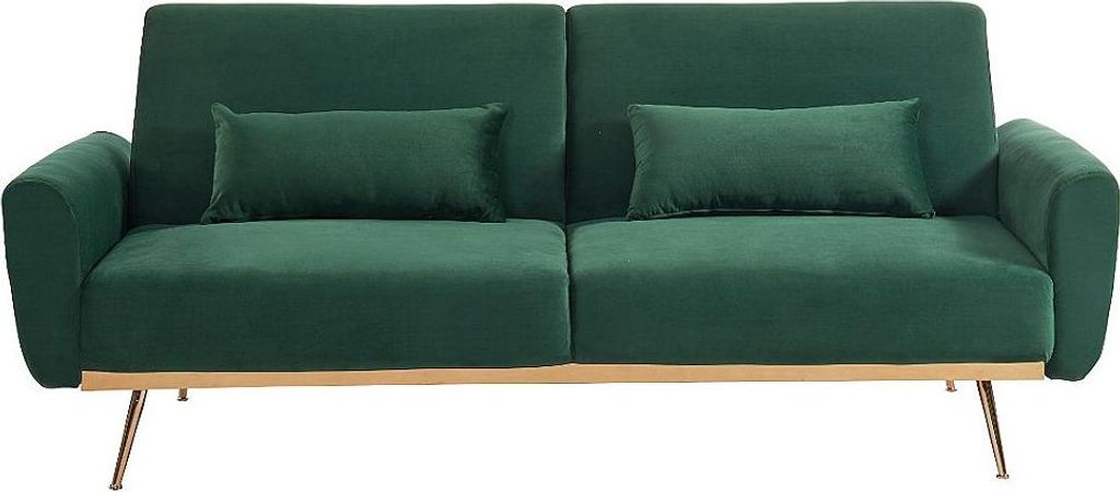 Schlafsofa Klappsofa 3-Sitzer - Samt - Tannengrün - LAUNEI Produktbild 