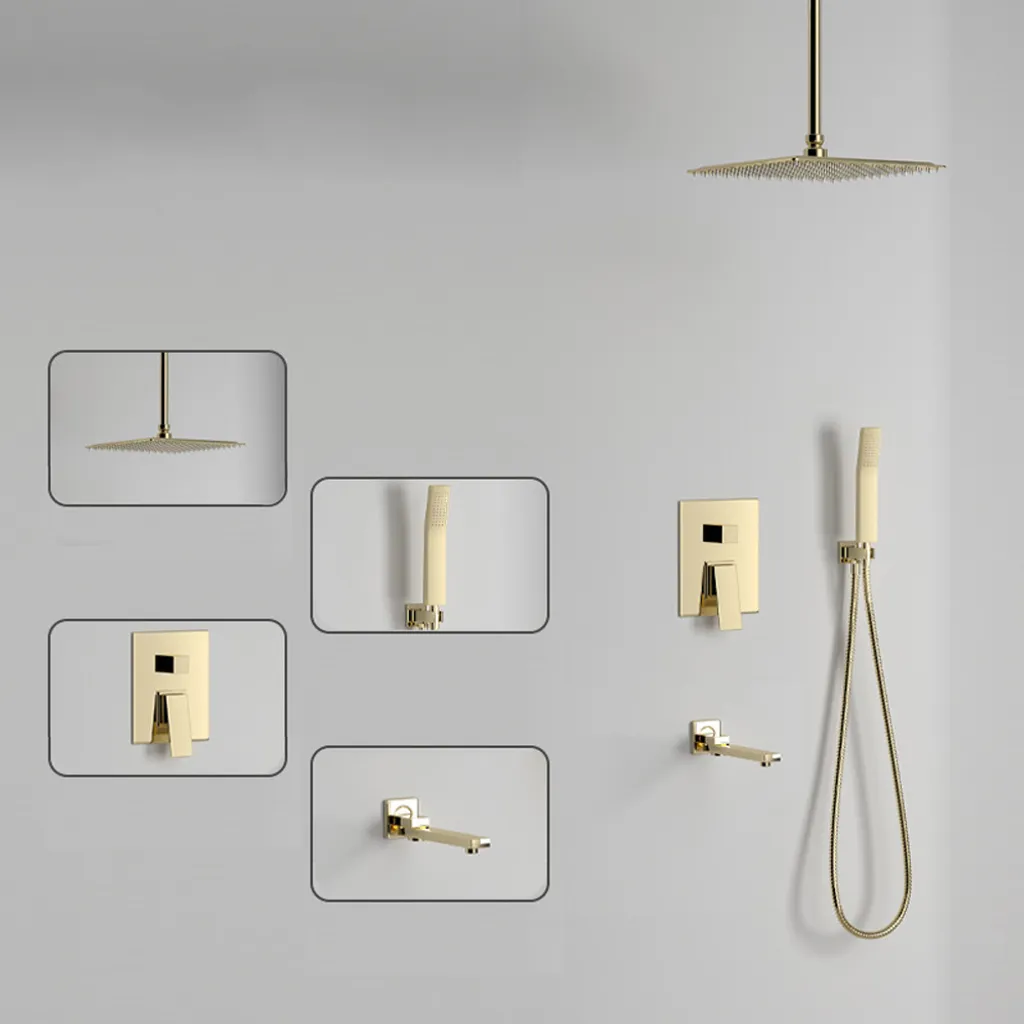 Rubinetto Incasso Doccia Oro: Set Completo per Bagno di Lusso WZRQSHS