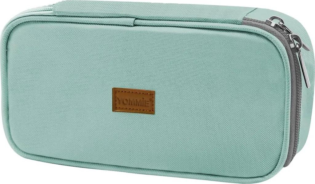 Trousse à crayons Oxford format géant turquoise pour filles et garçons