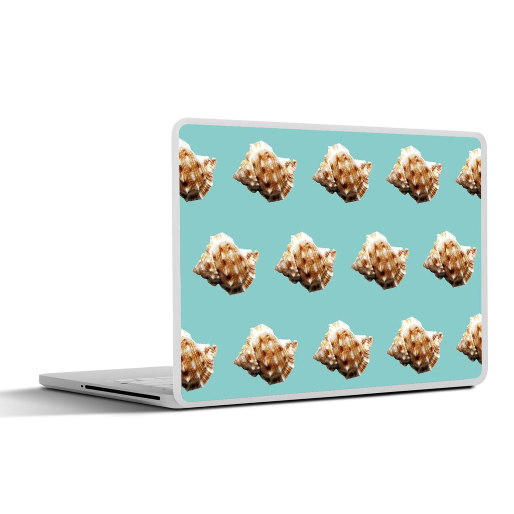 MuchoWow Laptop Aufkleber Sticker Cover Muscheln - Muster - Grün 25x18 cm - Laptop-Deko