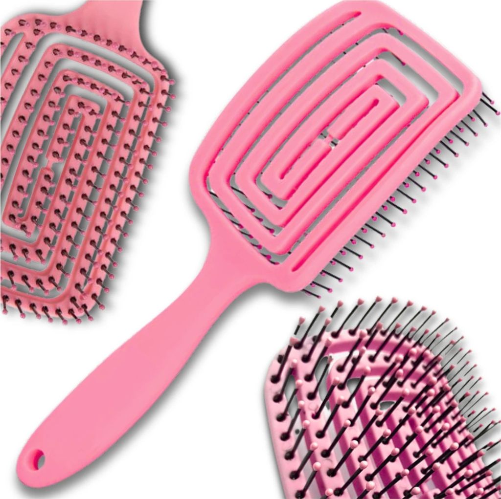 Entspannende, flexible Fuchsia-Haarmassage- und Stylingbürste