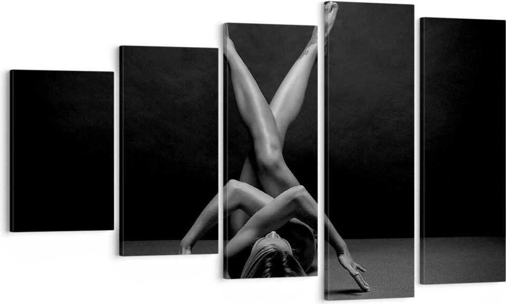 Bild auf Leinwand - Leinwandbild - 5 Teile - Frau Gymnastik Yoga - 100x60cm - Wand Bild - Wanddeko - Wandbilder - Leinwanddruck - Bilder - Wanddeko...