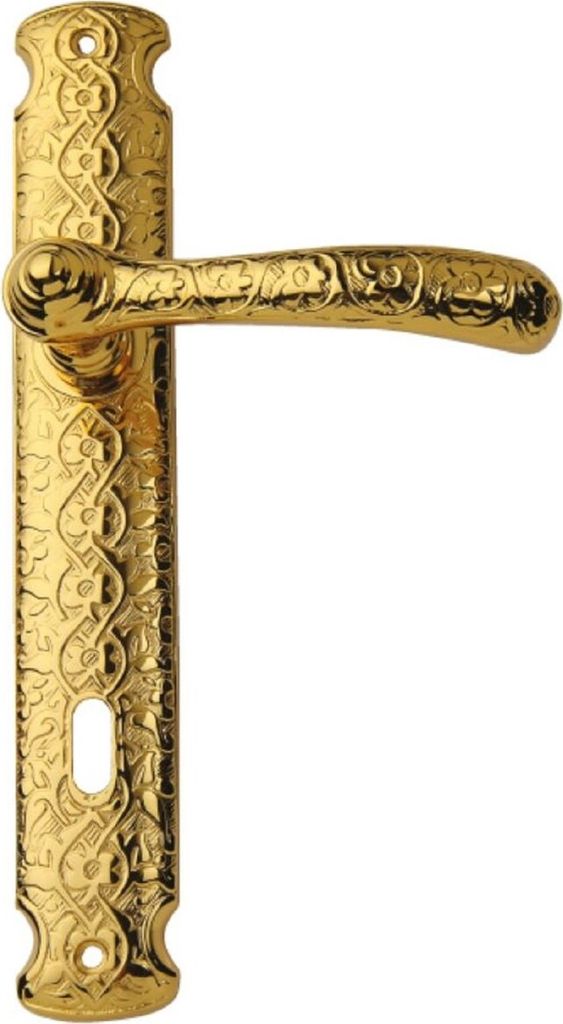 Casa Padrino Luxus Barock Türklinken Set Gold 13 x H. 24,5 cm - Edle Türgriffe mit mit 24 Karat Vergoldung - Wohnaccessoires im Barockstil