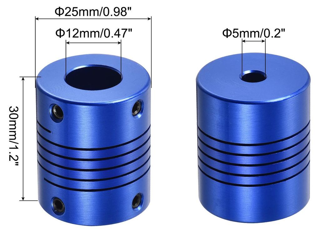 1 Stš¹ck 5mm bis 12mm Aluminiumlegierung Wellenkupplung L30xD25 Flexibler Kuppler mit Schrauben fš¹r Encoder und Motoren, Blau
