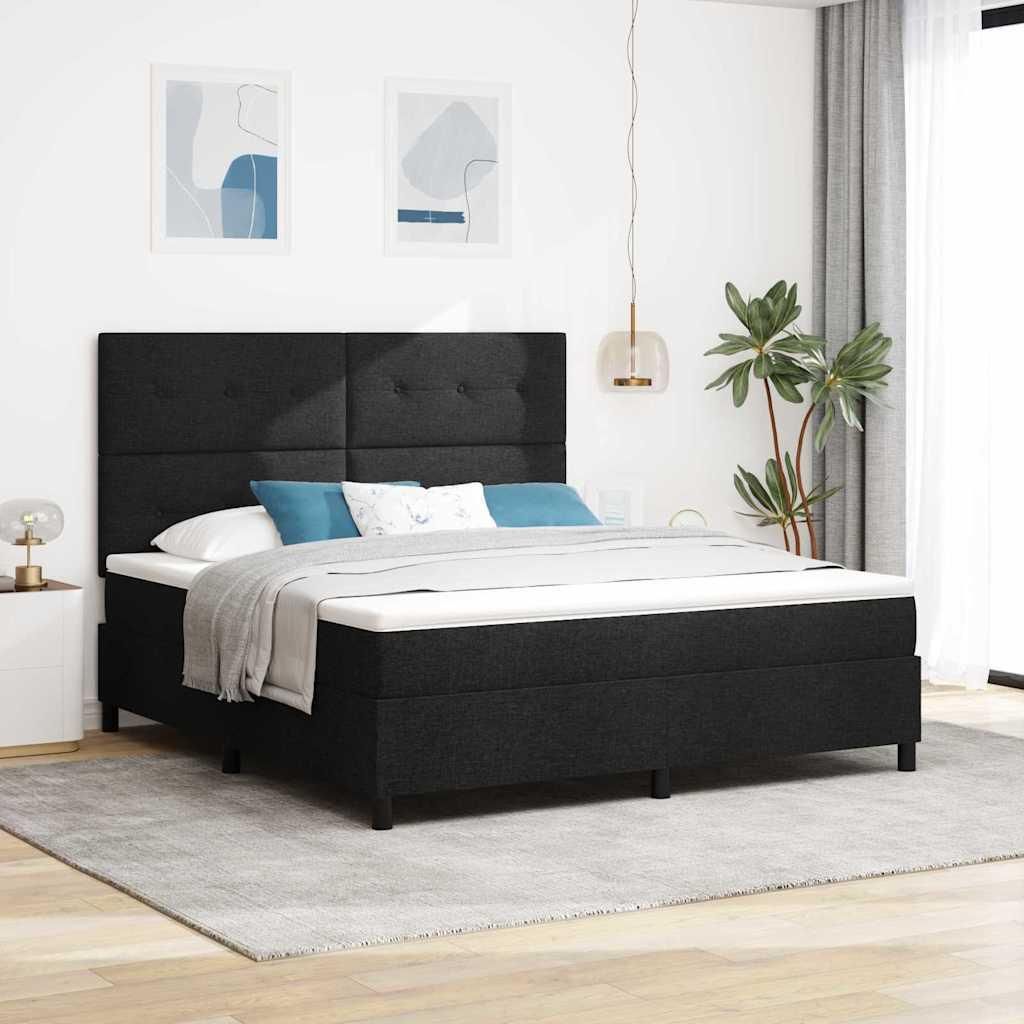 Maison Exclusive - Boxspringbett mit Matratze mit LED Schwarz 180 x 200 cm Stoff