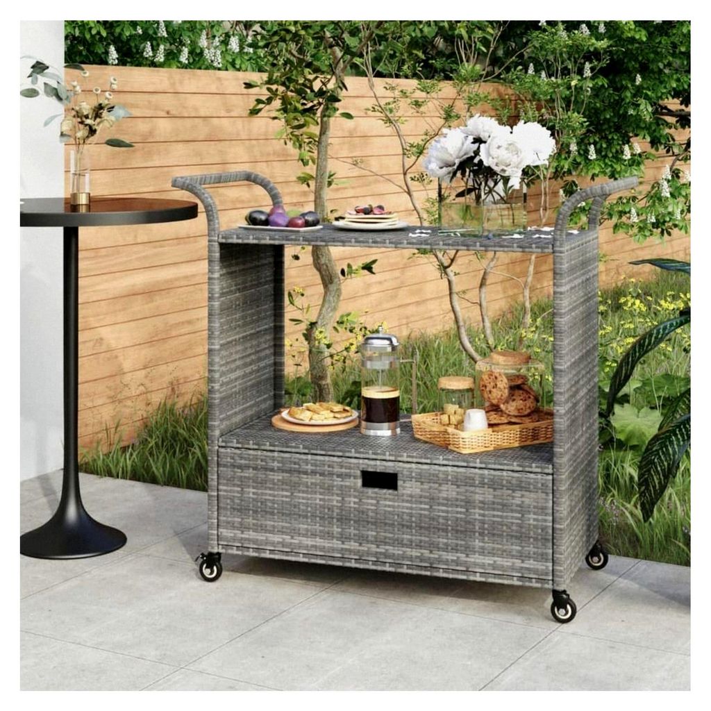 Barwagen mit Schublade, grau, 100 x 45 x 97 cm