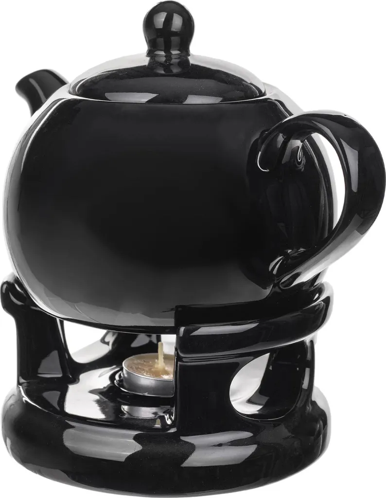 Set Brocca Vetroceramica 1L + Piastra Riscaldante FCM Nero