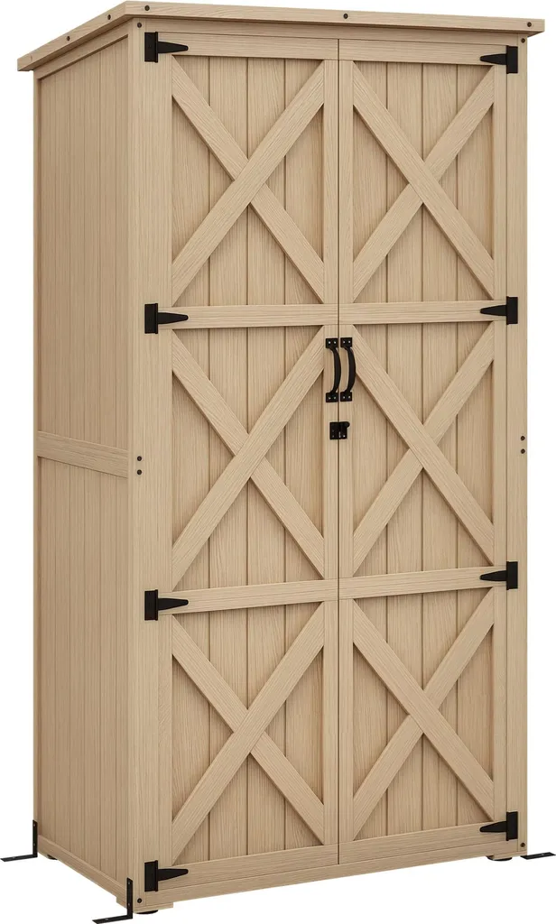 Remise pour Outils en Bois Autoclave Armoire de Jardin Étanche 90L