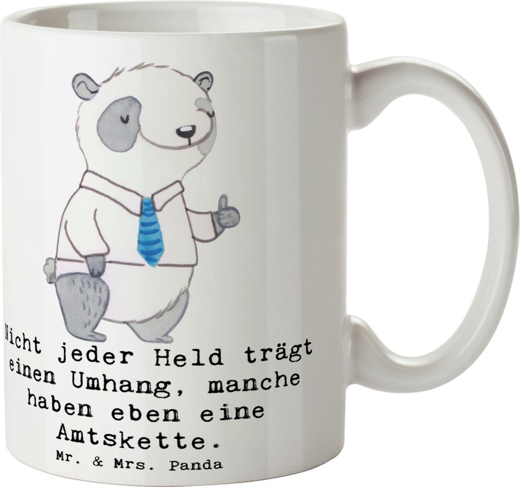 Mr. & Mrs. Panda Keramiktasse Bürgermeister Held - Weiß - Geschenk, kaffeetasse keramik, Gemeindeleiter, Berufe, kaffeebecher, Stadtoberhaupt, Mu...
