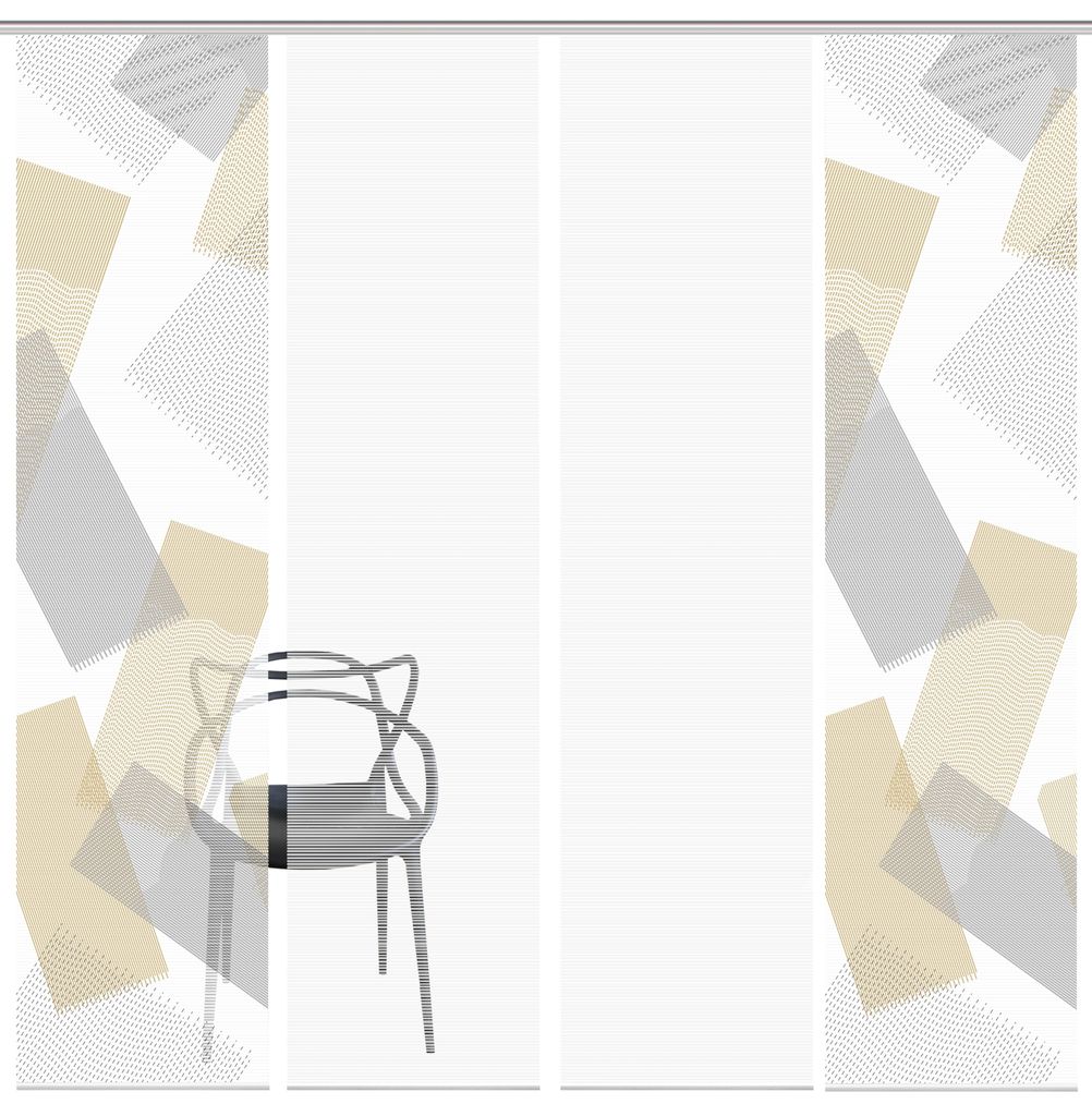 NAYAH Schiebegardine, halbtransparente Bambus-Optik, 260x60 cm, Graphikmotiv