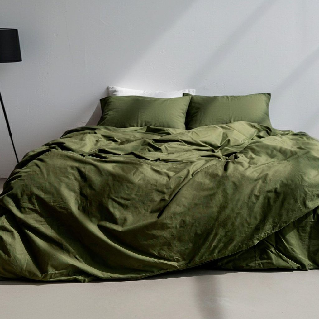 Basic Bettbezug Olivgrün 200 x 220 cm 100% Baumwolle Hergestellt in Europa
