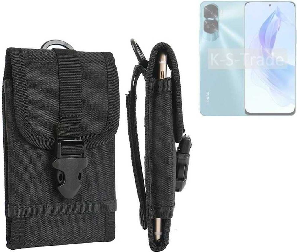 K-S-Trade Holster Handy Hülle kompatibel mit Honor 90 Lite Holster Handytasche Gürtel Tasche Schutz Hülle Robust Outdoor schwarz