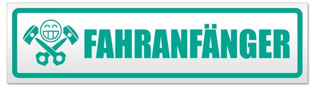 Kiwistar - Autoaufkleber - Türkis - 60 x 16 cm - Fahranfänger Kolbenschädel - Hinweis Aufkleber Sticker für Auto, Kfz, Fahrrad, PKW, LKW