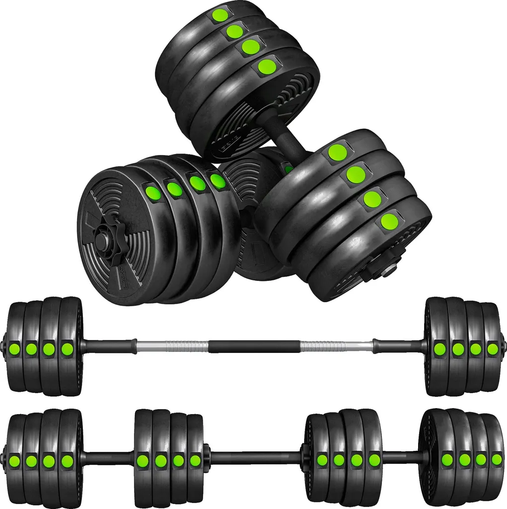 Ensemble d'haltères réglables FitPro 20kg noirs et verts pour musculation