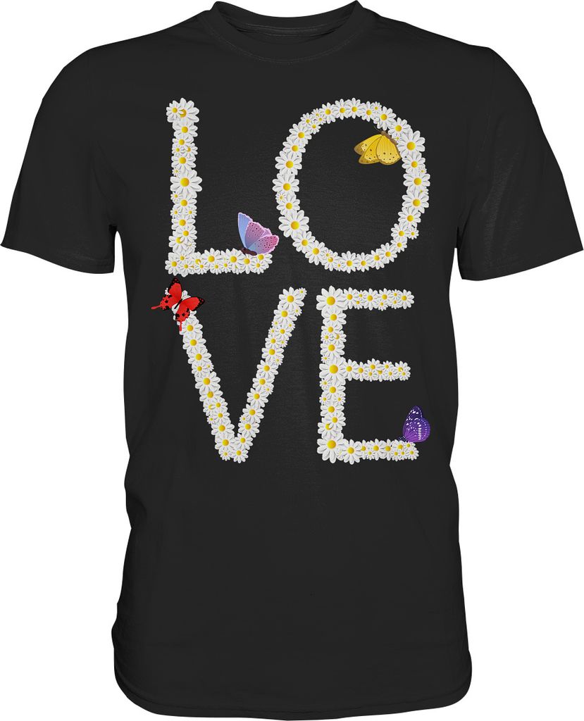 Love Gänseblumen Frauen Schmetterling T-Shirt – Black / 4XL Produktbild 