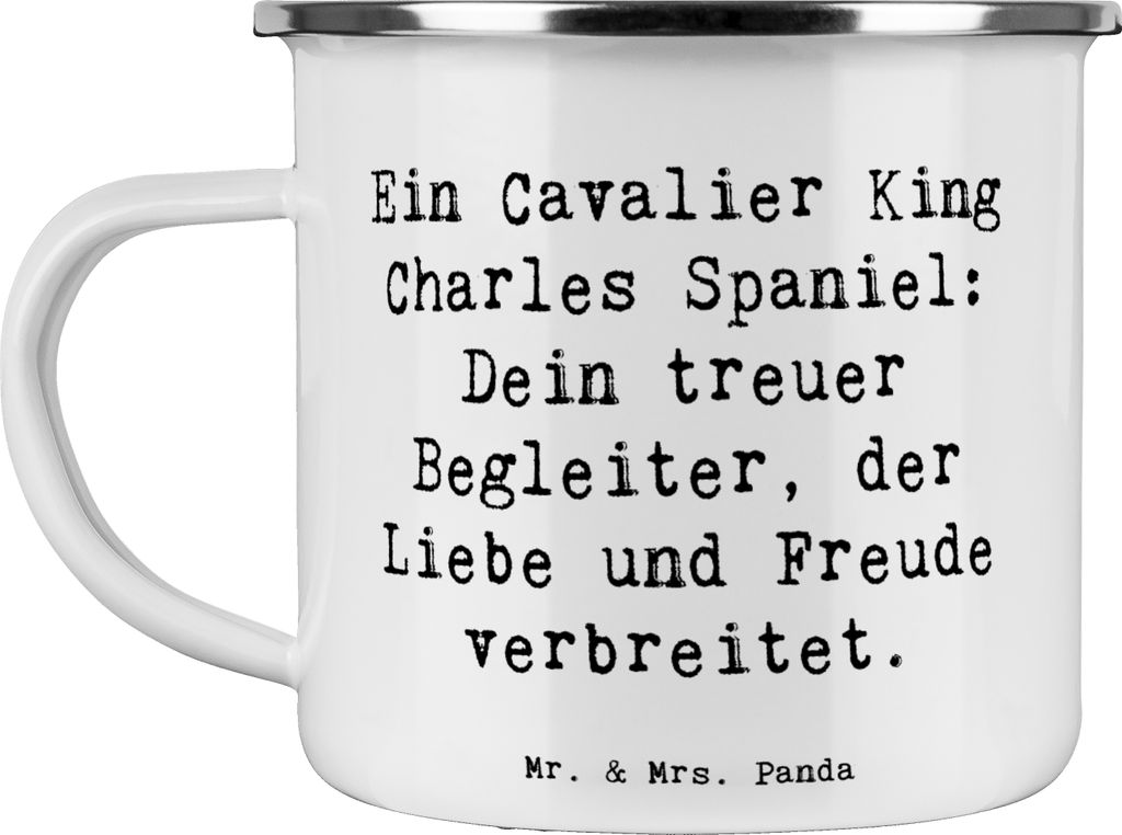 Mr. & Mrs. Panda becher emaille Spruch Cavalier King Charles Spaniel - Weiß - Geschenk, Teetasse, liebevoll, Hunderassen Charakter, emaillebecher,...