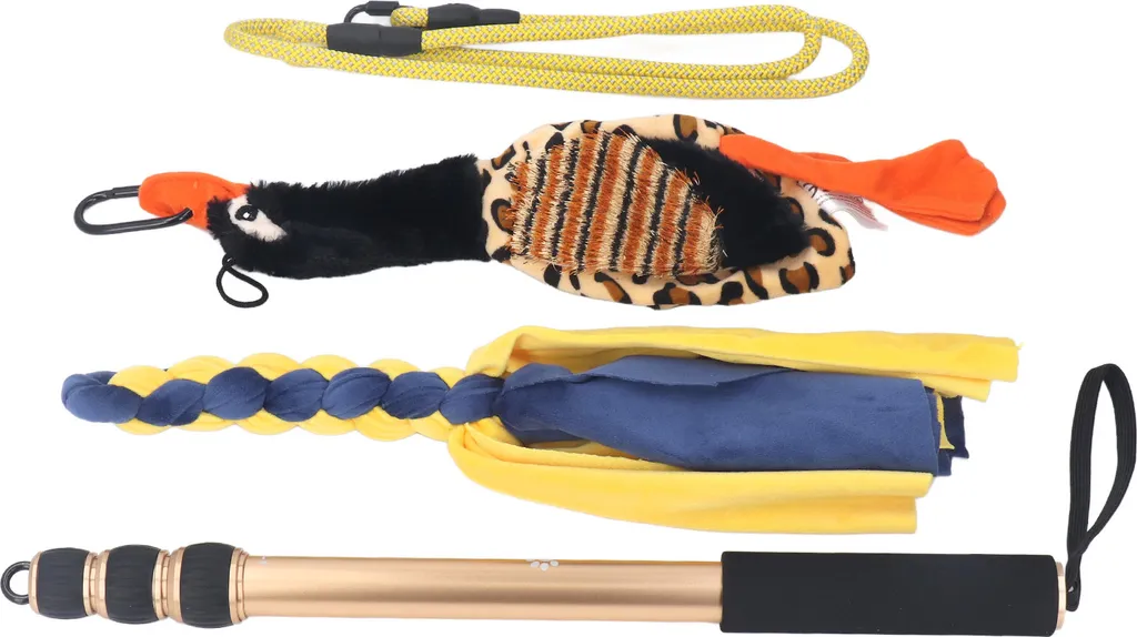 Canne à pêche pour chien rétractable avec jouet de poursuite solide