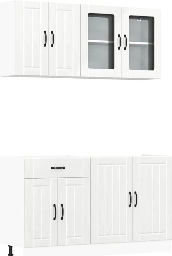 4-tlg. Küchenschrank-Set Lucca Hochglanz-Weiß Holzwerkstoff