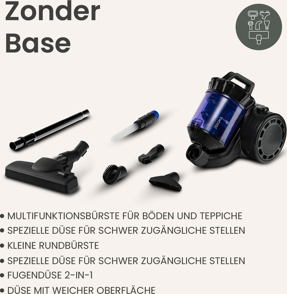 Staubsauger Zeegma Zonder Base beutellos mit Set von Produktbild 2