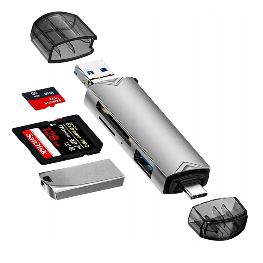 Adaptateur SD Micro SD vers USB C et USB 3.0 pour MacBook et PC Portable 2x